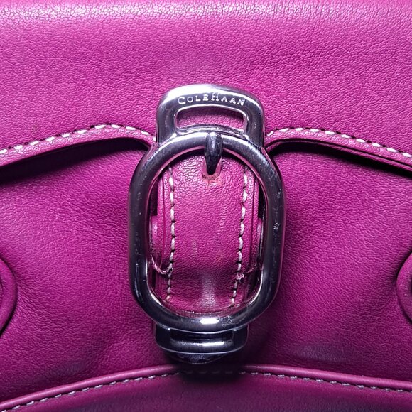 Cole Haan pink magenta leather hobo bag with a front buckle pocket - Picture 2 of 16
